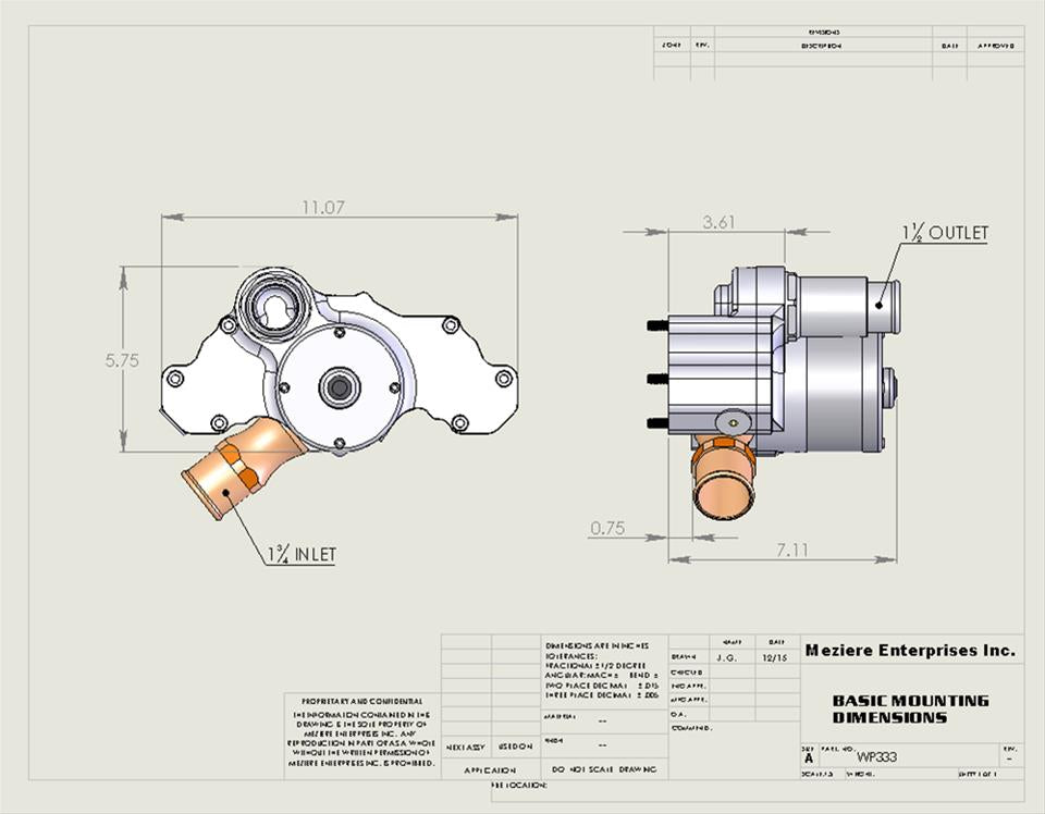 Meziere 300 Series Electric Water Pumps WP333S for Chevrolet 1997-2019