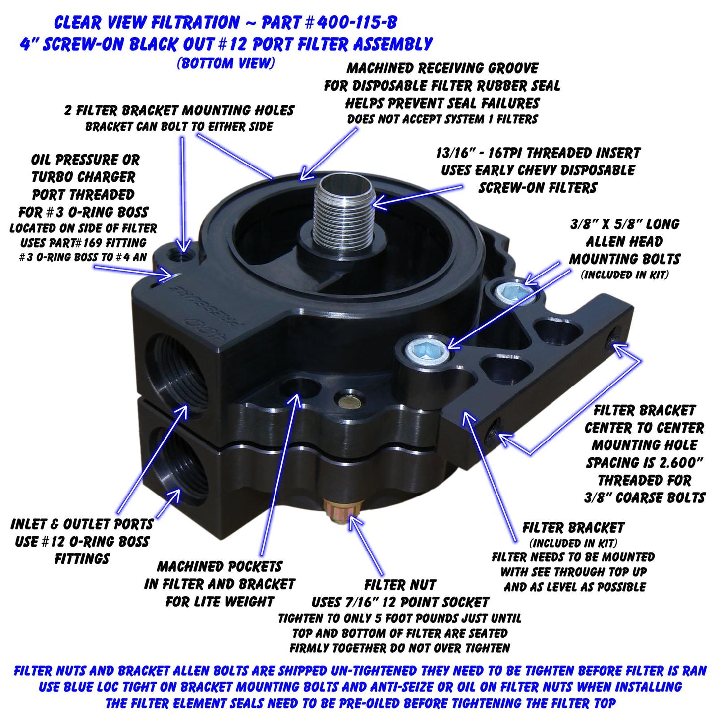 Clear View Filtration Screw-On See Through Oil Filters 400-115-B