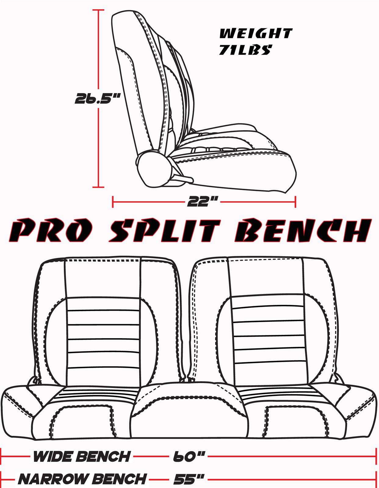 TMI Sport Series Pro-Split Back Bench Seats 47-9740-6525-BKS for 1947-1958 Chevrolet Trucks